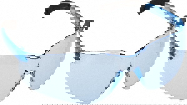 Safety Glass: Scratch-Resistant, Polycarbonate, Light Blue Lenses, Frameless, UV Protection